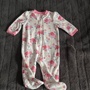 Little Me Pink and White Floral Footie